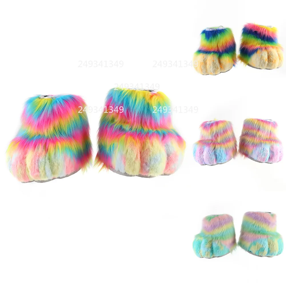 فروي Fursuit الوحش قدم تأثيري حلي اكسسوارات الكبار قوس قزح القط فو الفراء أحذية رجل امرأة Comic-con أداء الحفلات الدعامة