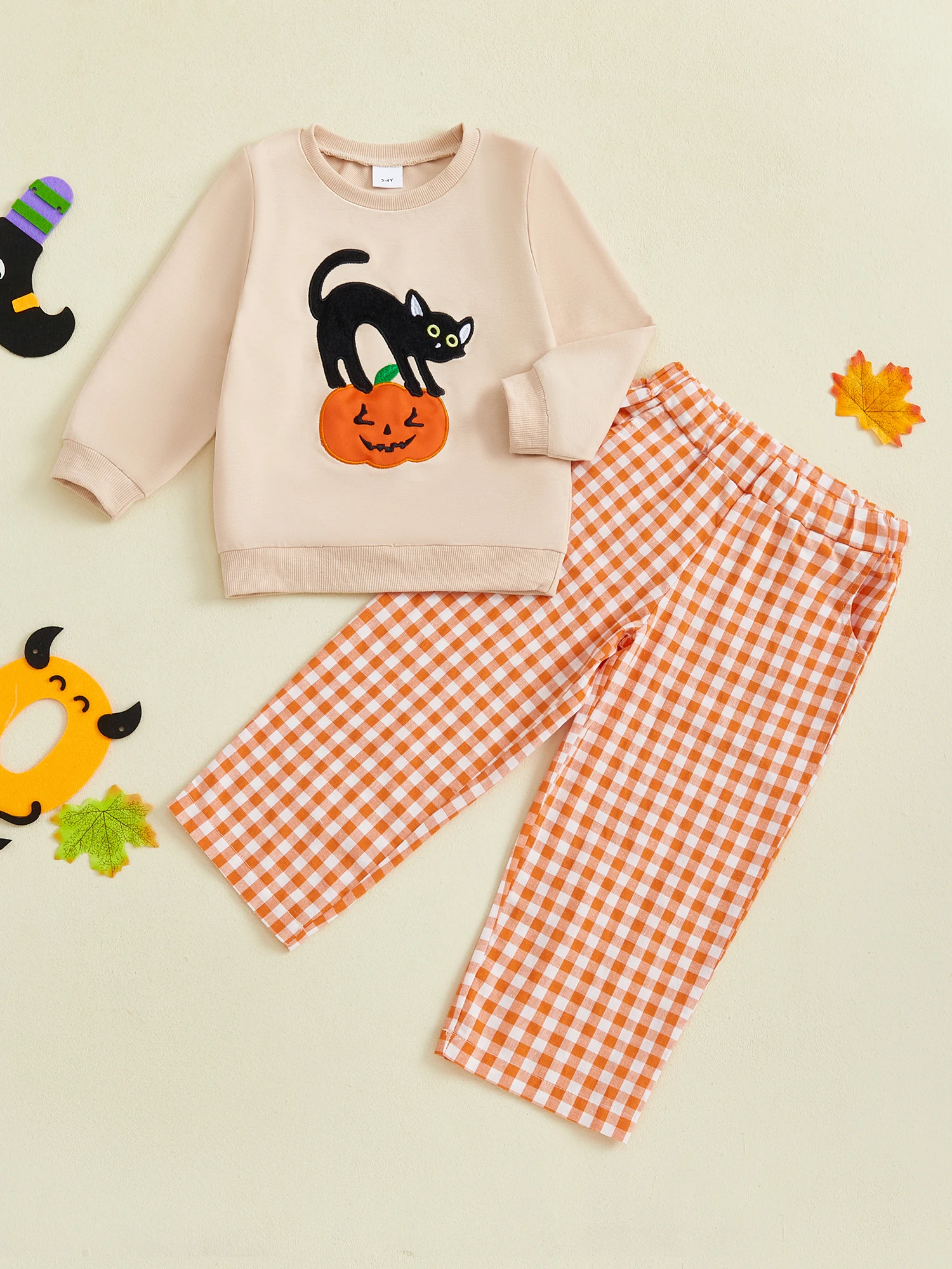 

Костюм на Хэллоуин из двух предметов для мальчиков и девочек, футболка с короткими рукавами и круглым вырезом с принтом призрака и полосатые леггинсы, наряд «Кошелек или жизнь»