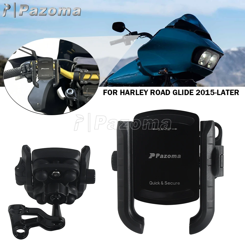 

5.4"-7.2" Phones Holder Bracket Mobile Shock Absorpt Phone Stand For Harley Touring Road Glide FLTRX FLTRK FLTRXS FLTRU 2015-Up