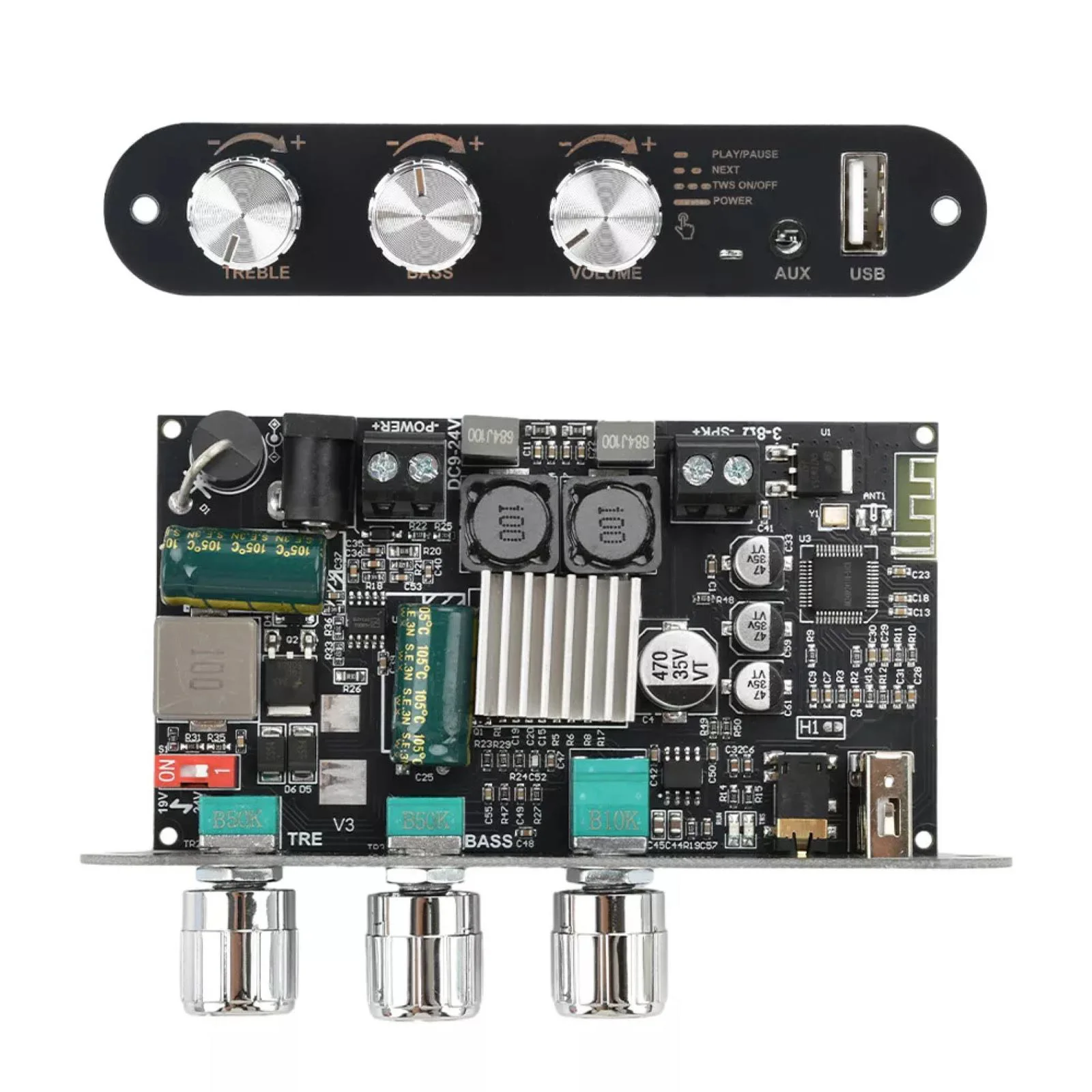 

Плата усилителя Bluetooth 5.3 100 Вт TPA3116D2 DC 9-24В с поддержкой USB AUX TWS для DIY-колонок и домашнего кинотеатра