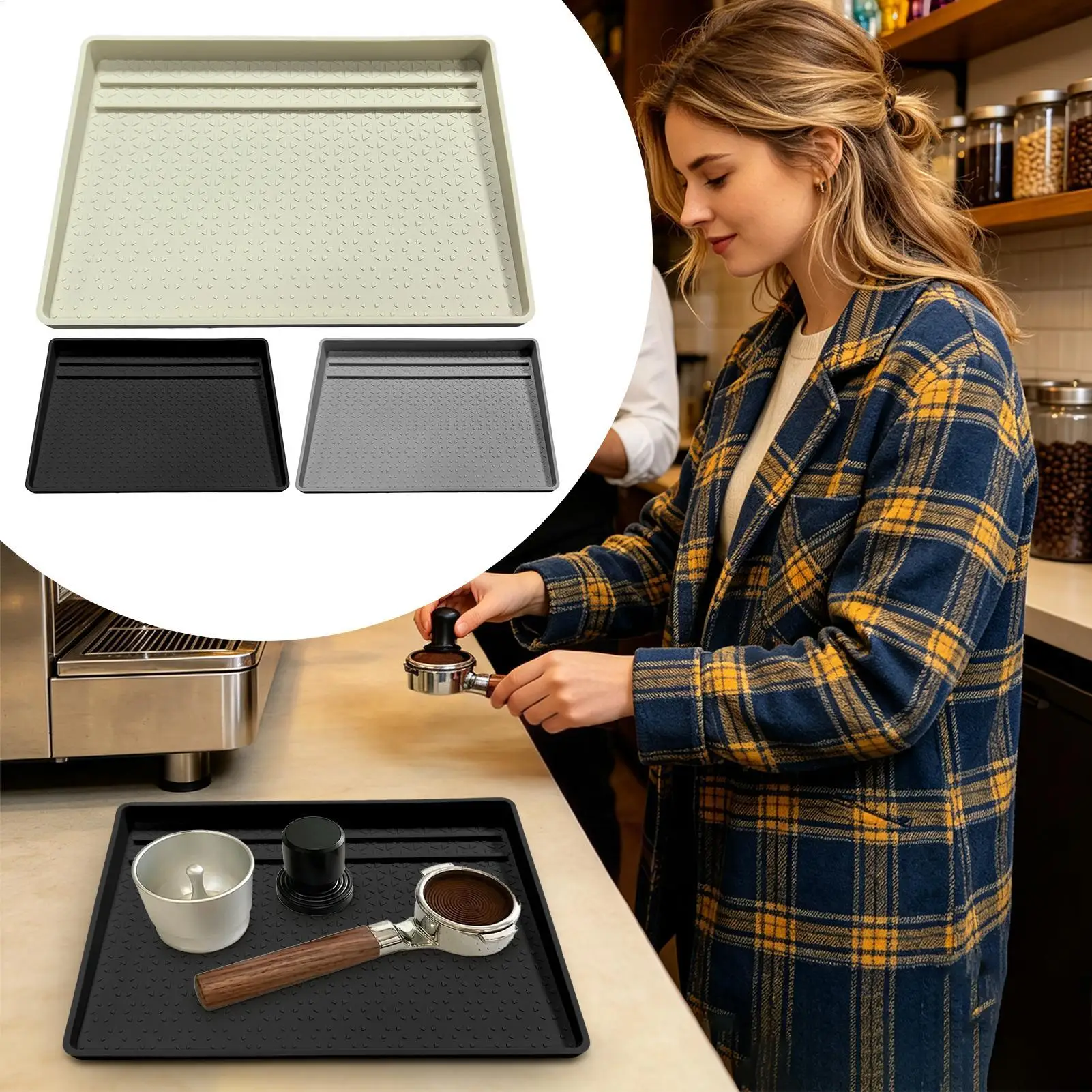 Coffee Tamping Storage Mat Silicone Toaster Crumb Tray Heat Resistant Non Slip Pad for Kitchen Bathroom Countertop Organization