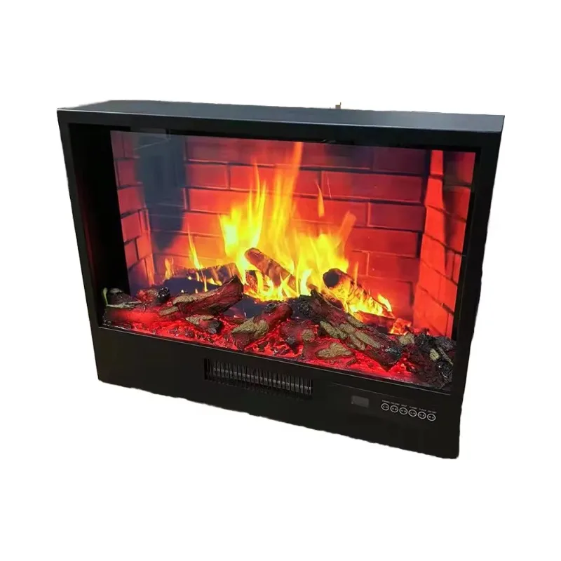 

E-Smart Intelligent Electric Fireplace Real Flame Illusion Insert Modern Wood Steel Indoor Use Remote Control Living Room