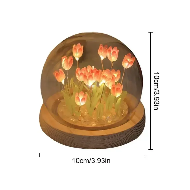 DIY Künstliche Tulpe Blume Nachtlicht Ornamente Handgemachte Nacht LED Nacht Lampe Schlafzimmer Schreibtisch Dekor Geburtstag Geschenke Tisch Lampe – Detail 13