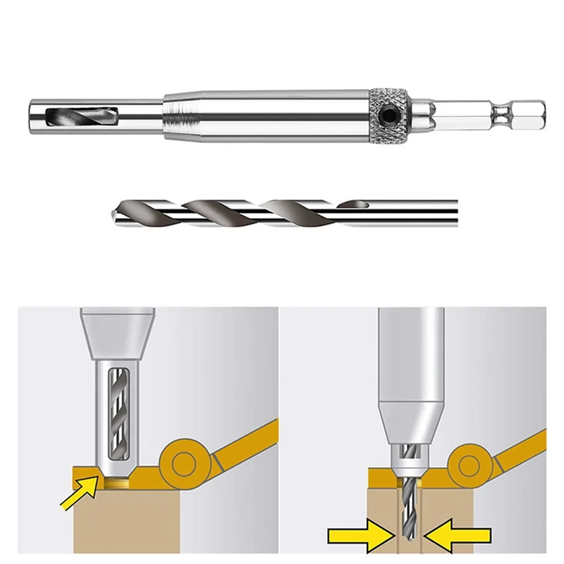 

Hinge Bit Set Woodworking Doors And Windows Hinge Hole Opener Positioning Drilling Set Hexagonal Handle Bit Durable Easy Install