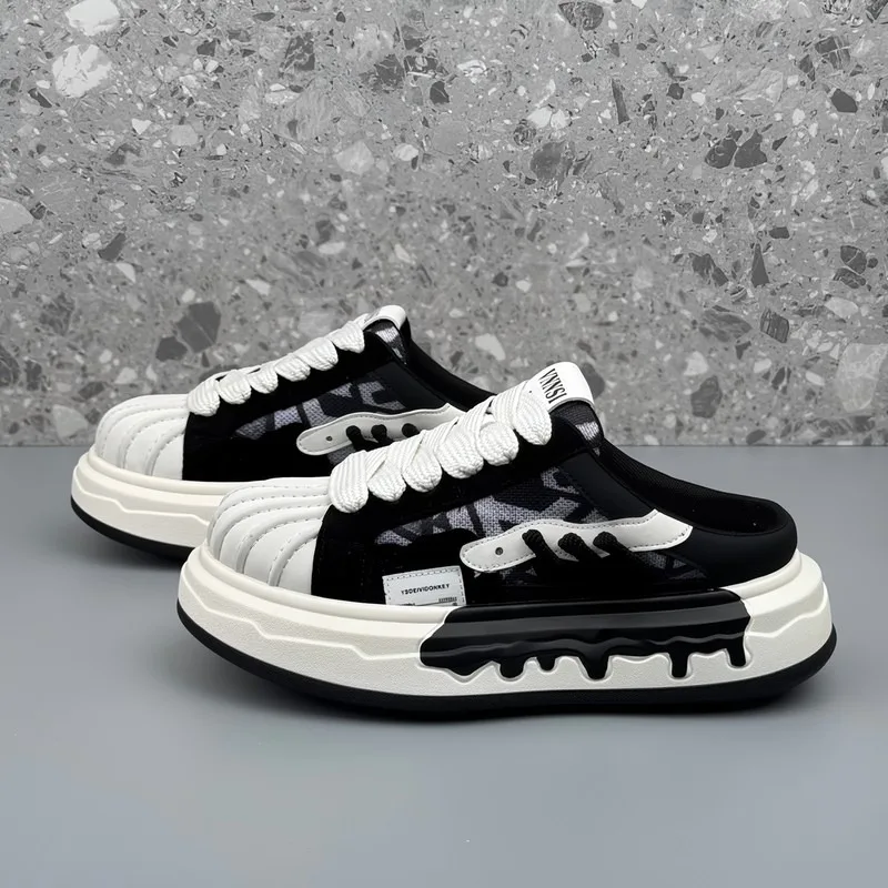 Designer Men Half Shoes Fashion Breathable Casual Sneakers Autumn Comfortable Walking Sport Footwear Outdoor Slip on Flat Shoes