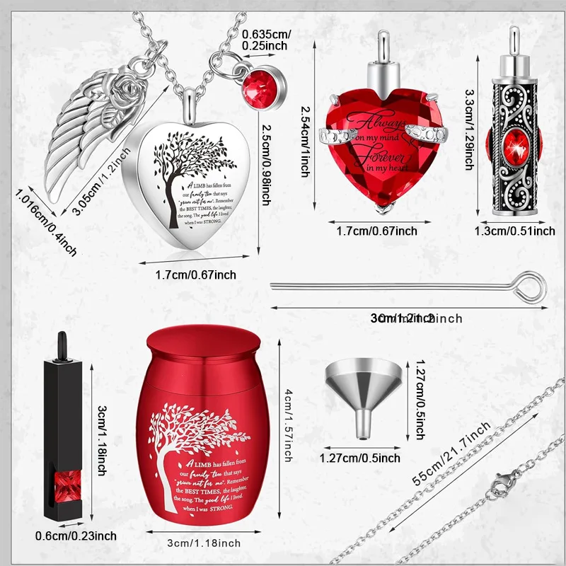 Custom New Urn Necklace for Ashes Cremation Keepsake Pet Hair Human Loved Heart Cross Cubic Stainless Steel Memorial Locket
