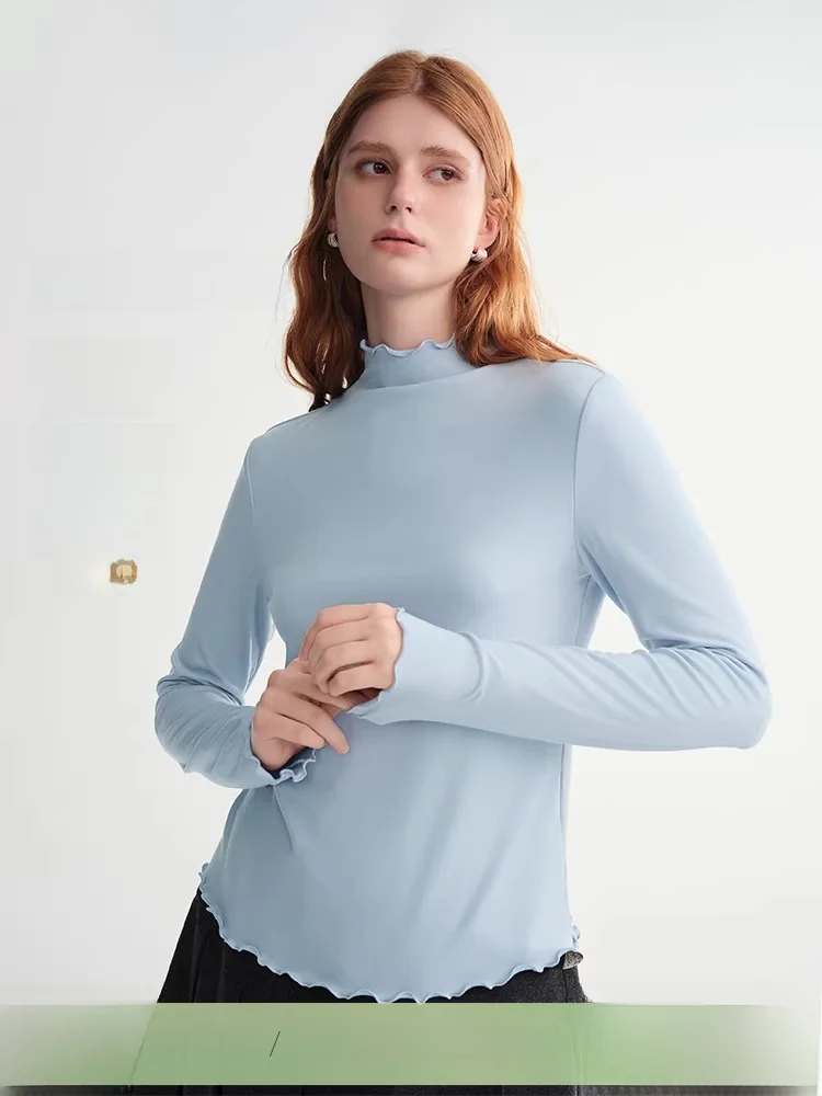 

Самонагревающаяся женская футболка большого размера с деревянным дизайном, осень-зима, приятная для кожи, большие размеры, универсальная основа irt