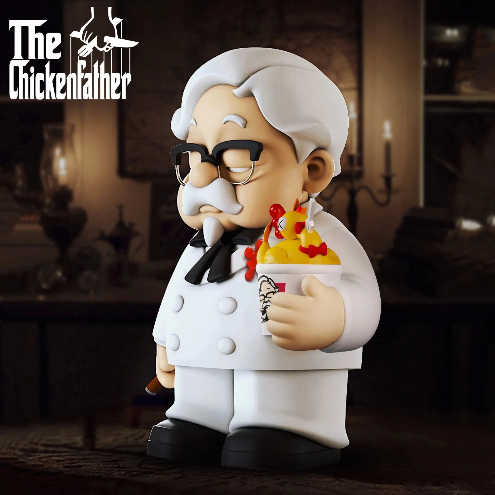10 см/3,94 дюйма фигурка куриного отца, жареная курица, крестный отец, ПВХ модель, статуя, коллекция украшений, игрушки, подарок на день рождения