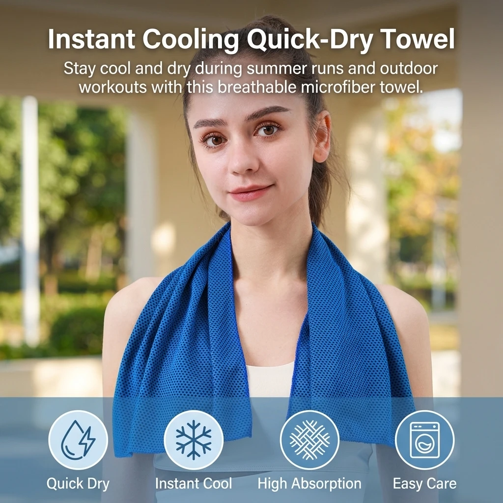 Outdoor Fitness Cooling Towel Quick Dry Microfiber Sweat Absorbent Cloth for Gym Running Yoga Summer Heat Relief