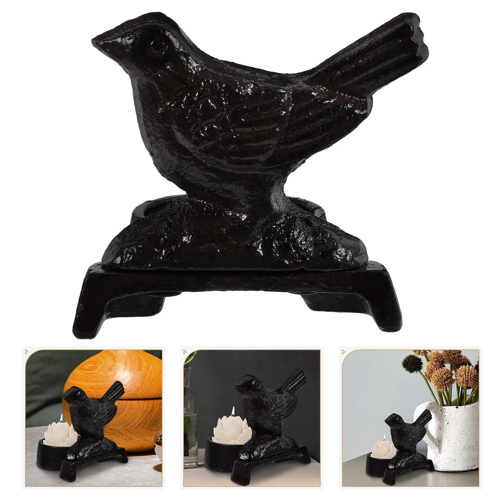 

Cute Bird Shape Cast Iron Holder Vintage Decorative Tapered Candlestick for Home Party Center Table Decoration