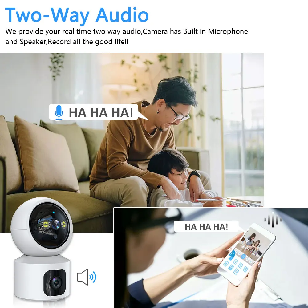 HD 4MP 2K Dual-Lens MINI Baby Monitor PTZ Wifi Camera Indoor Auto Tracking Two Way Audio CCTV Home Security IP Video ICam365