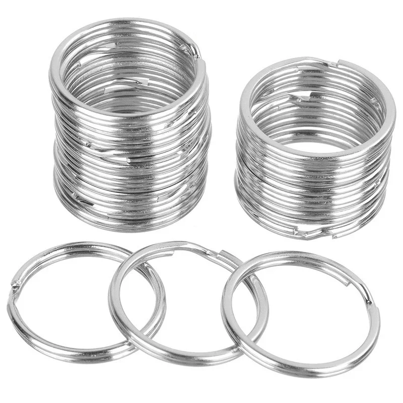 20/100pcs 25/30mm Stainless Steel Key Rings Round Flat Line Split Rings Keyring for Jewelry Making Polished Keychain DIY Finding