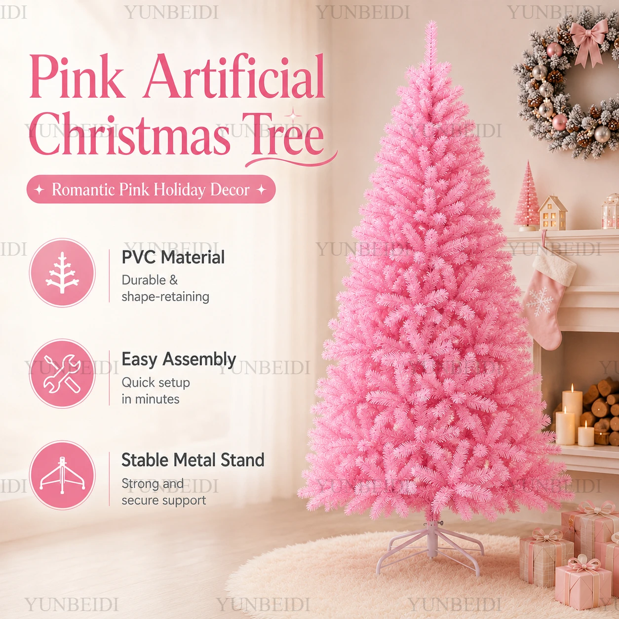 Home Decor Lighting Tree - Pink Christmas Tree PVC Encrypted with