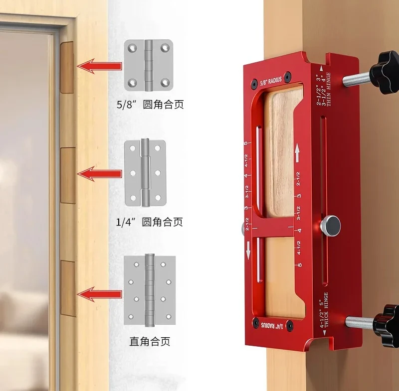 Wood Door  Positioning Punch Kit 1/4 & 5/8 Radius Grooving Jig for Multiple Cabinet Style Hinge Hole Processing