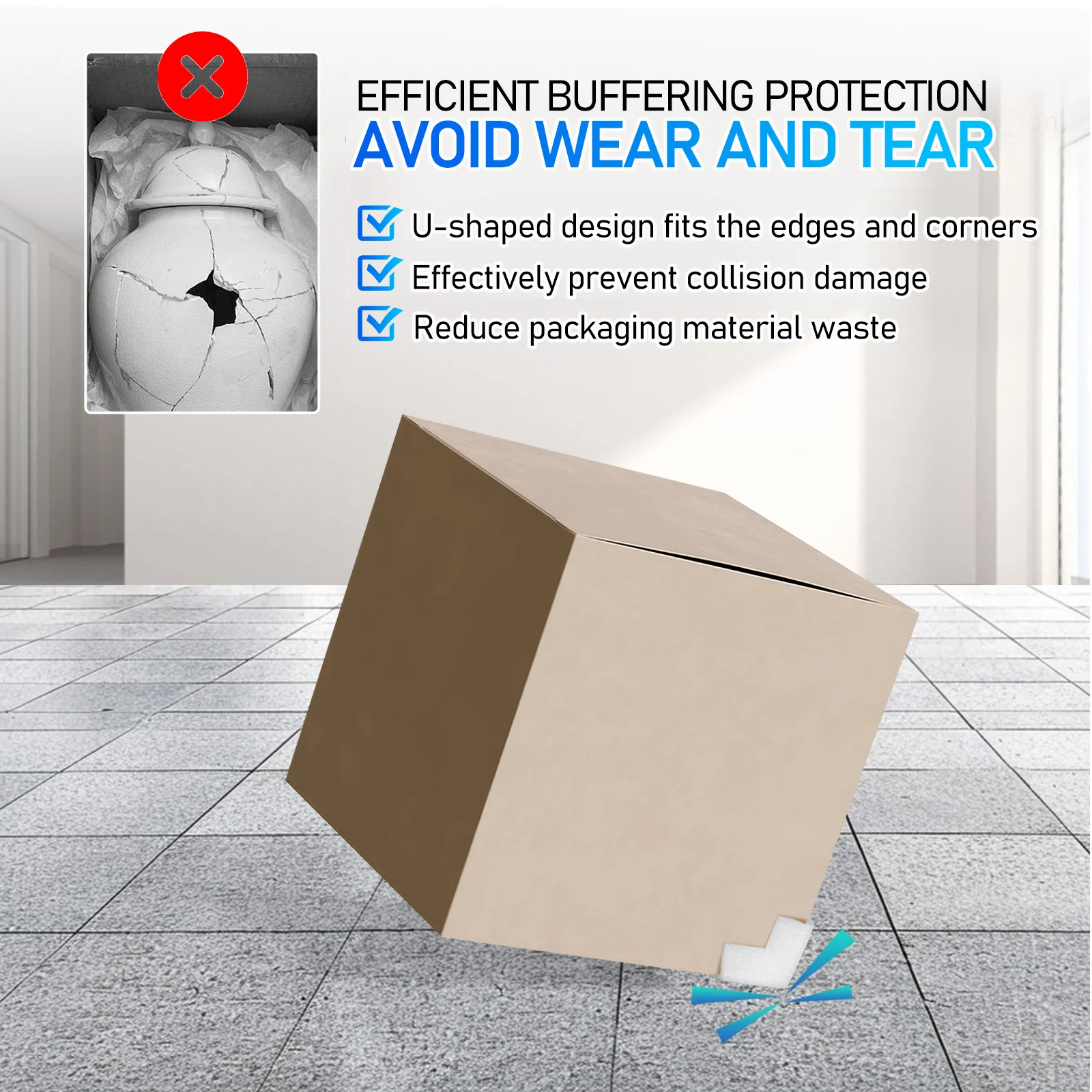 24 pcs Epe Foam Corner Protectors L-Shaped For Moving Boxes Furniture Artwork Shipping Carton Corner Guard Box Protector