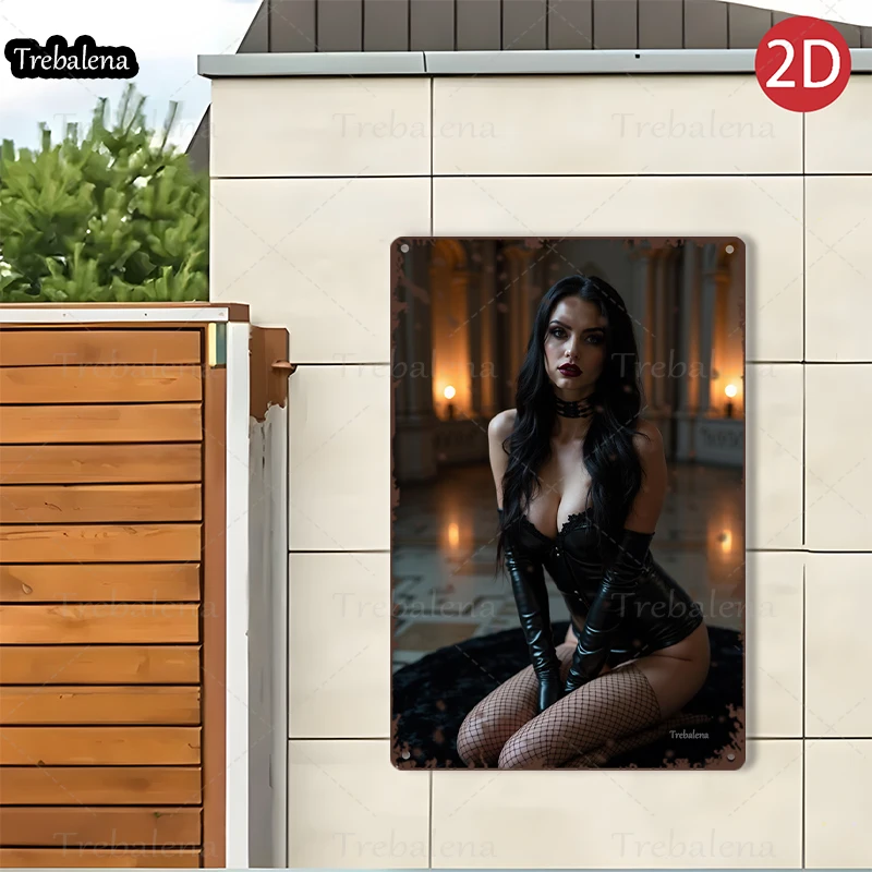 1PC 2D Flat 8*12inch Metal Sign Gothic Beauty in Velvet Room Decorative Metal Sign