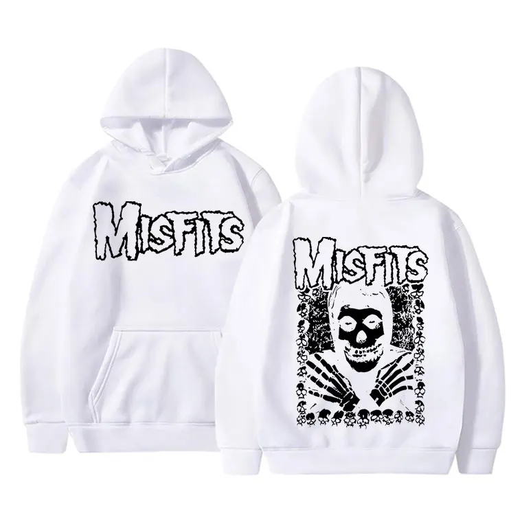 Horror Punk Misfits Vintage Skull Print Hoodie Male Gothic Rock Oversized Hoody Sweatshirt Men Women Fashion Long Sleeve Hoodies