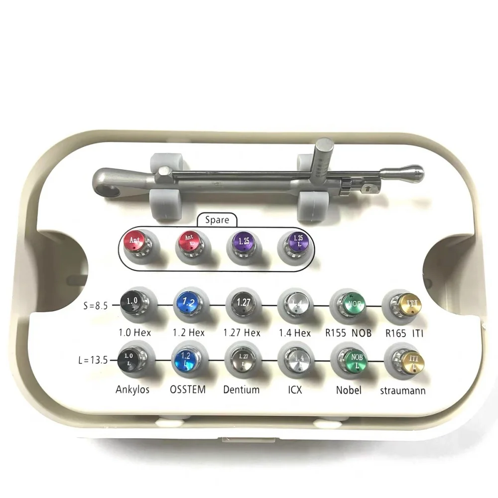 Dental Implant Torque Wrench Ratchet Kit with 16 Hand Drivers Short & Long Options Manual Power Source for Dental Profe