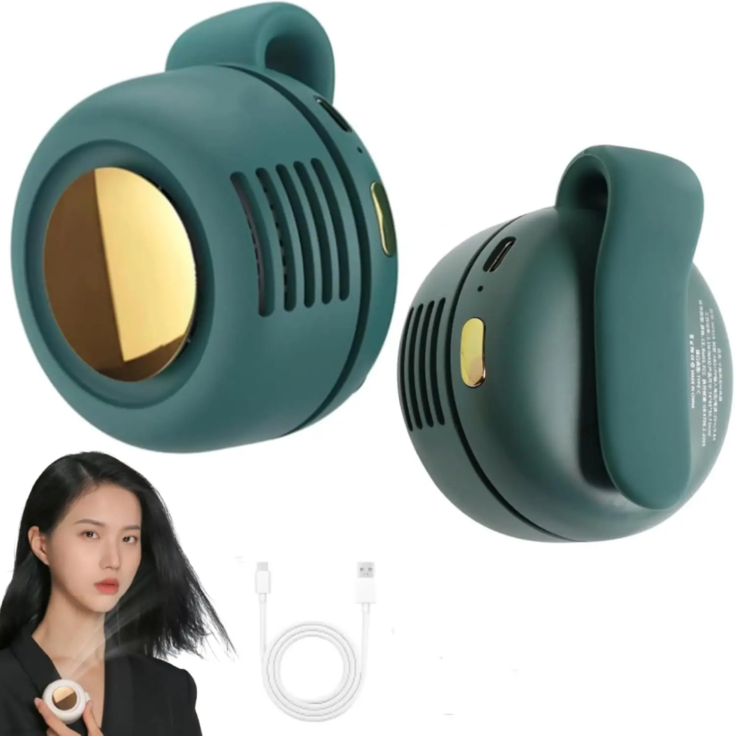 

Portable Clip On Fan for Shirt, Silent Bladeless, 3 Speeds, Wearable for Outdoor & Travel