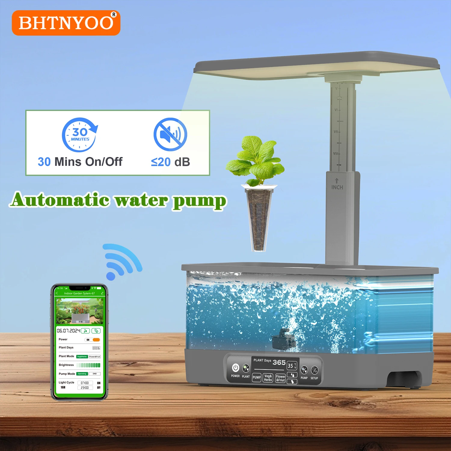 26905-8da2ec.jpg WiFi Hydroponics Growing System Ultimate Smart 8-Pod Indoor Herb Garden 24W Adjustable LED