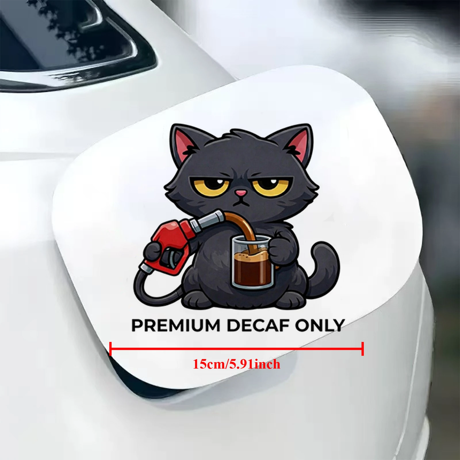 1Pc Cartoon Cat Fuel Tank Vinyl Sticker, Waterproof Scratch Resistant PVC Decal for Car Gas Cap, No Residue, Holiday Gift