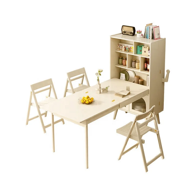 

Многофункциональный обеденный набор в скандинавском современном стиле квадратной формы, небольшой складной боковой шкаф и телескопический стул, простой элегантный