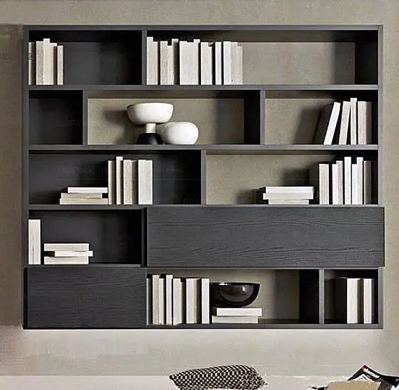 

Простой книжный шкаф из черного дуба в скандинавском стиле, книжный шкаф, витрина, перегородка, шкаф-перегородка из орехового дерева на заказ.