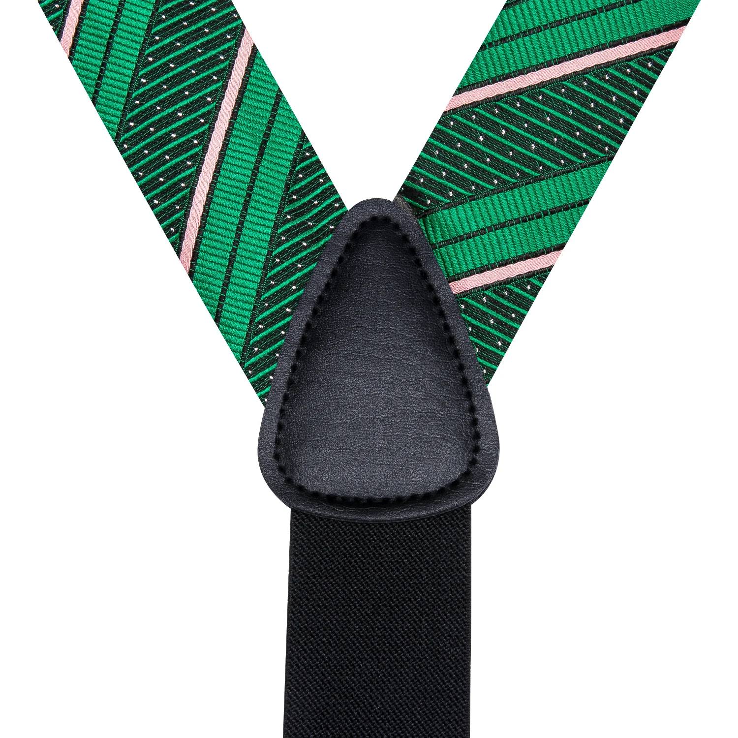 Suspender de seda sólida verde listrado Hi-Tie Bowtie para homens, Hanky Cufflink, clipe ajustável na cinta, masculino casamento negócio, atacado