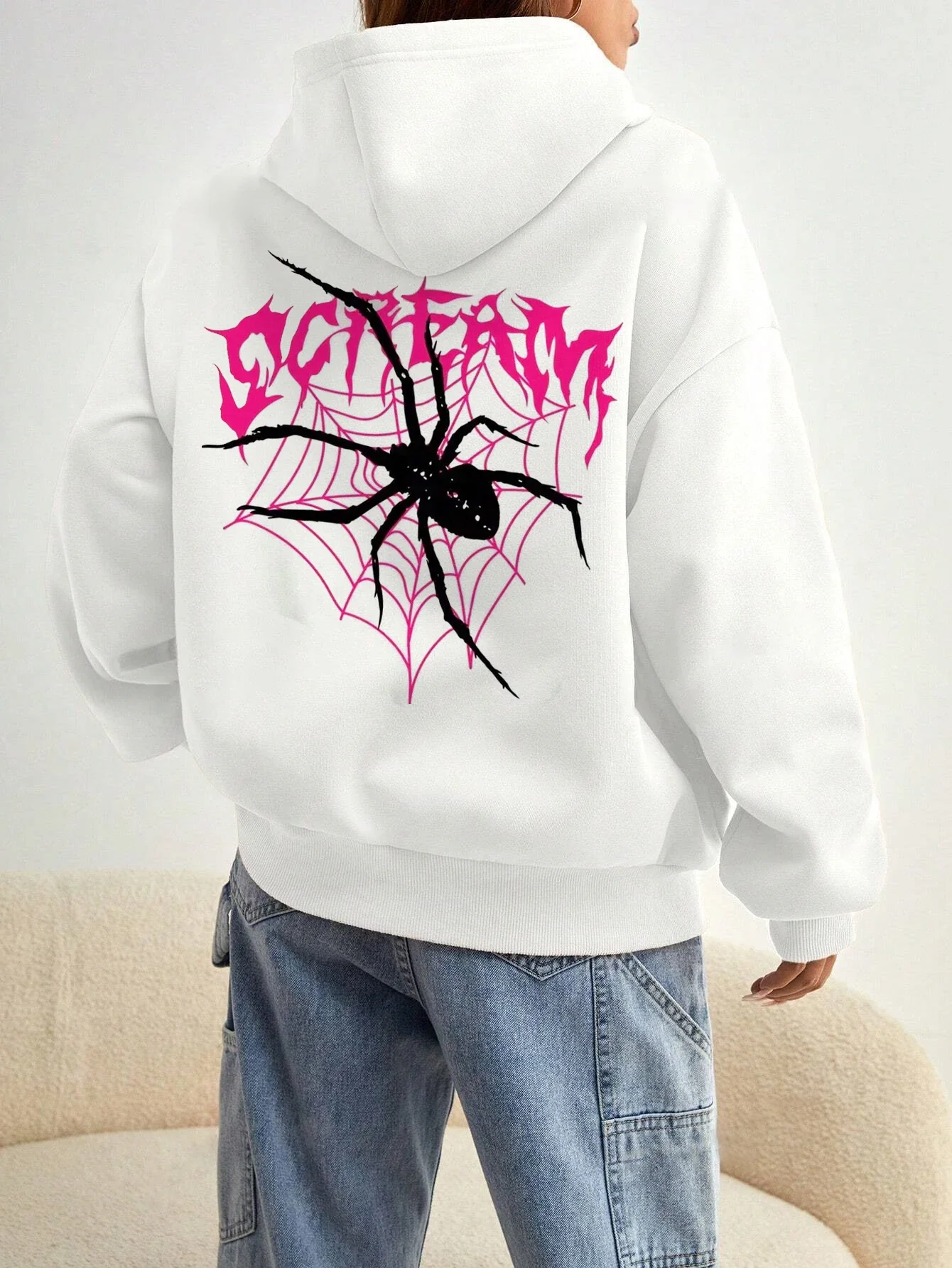 Scream Spiders Cobwebs Printing Women Hoodies Harajuku Y2K Hoody Fashion Loose Clothing Comfortable Sweatshirts Clothing