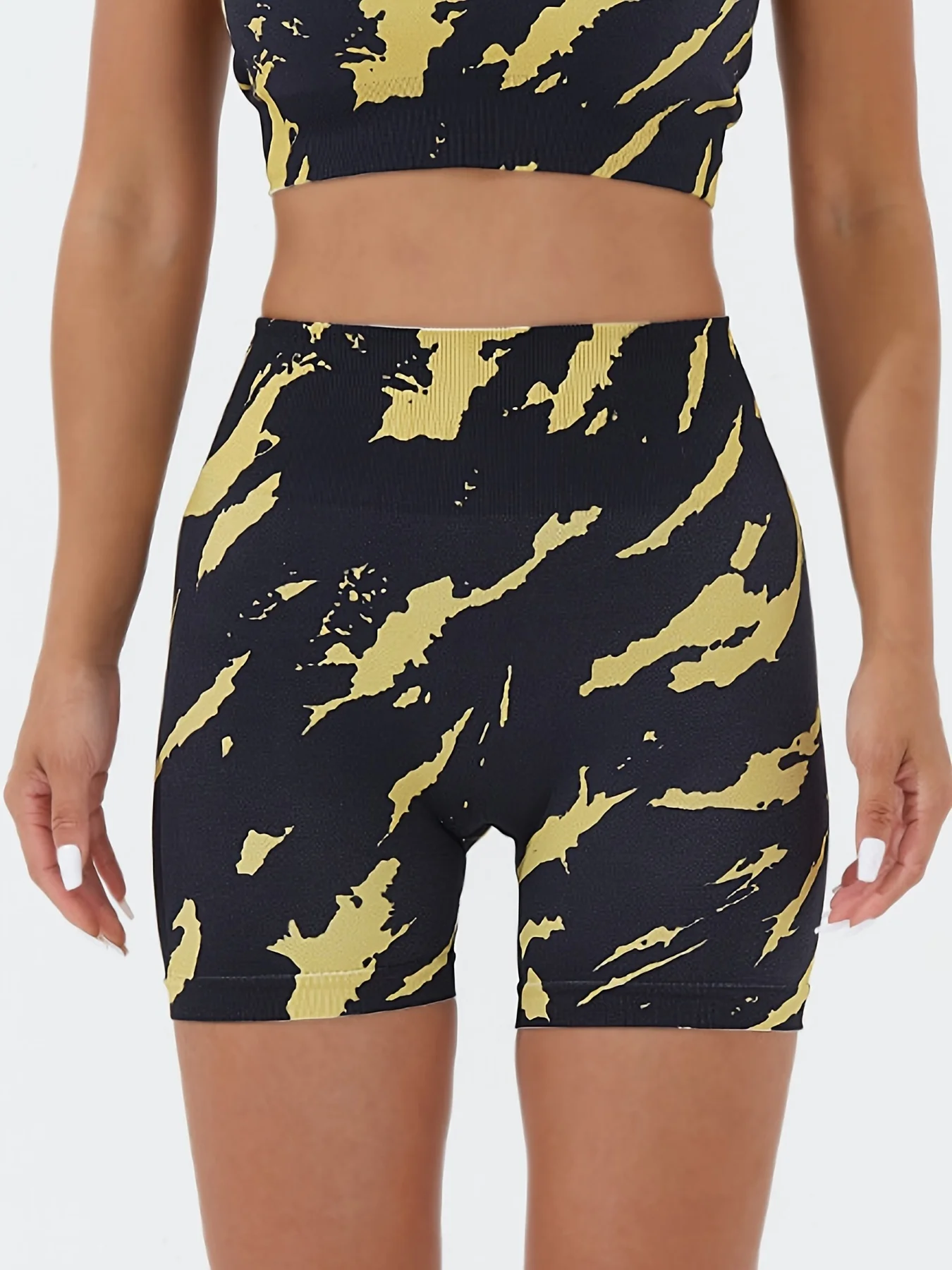 Seamless high waisted and hip lifting Tie dyeing exercise yoga shorts