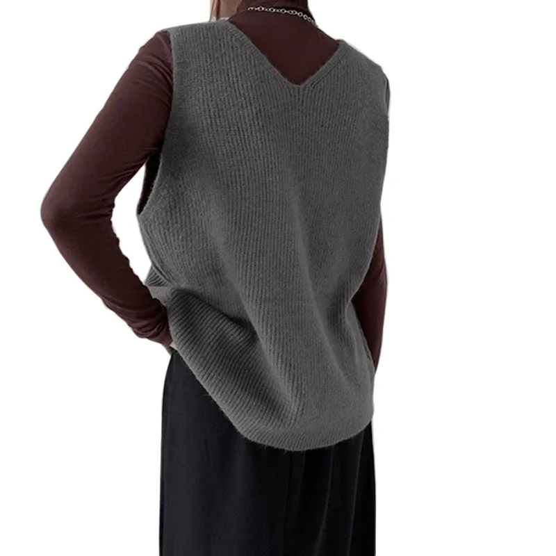 Woman Sweater Vest Sleeveless Oversized V Neck Sweaters Knitted Vest Pullover Tank Top