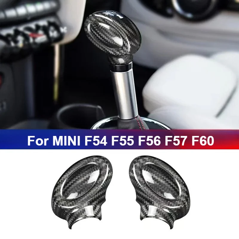 

For MINI F54 F55 F56 F57 F60 Real Dry Carbon Fiber 2019 Car Handbrake Decorative Cover One-click start Gearshift knob Interior