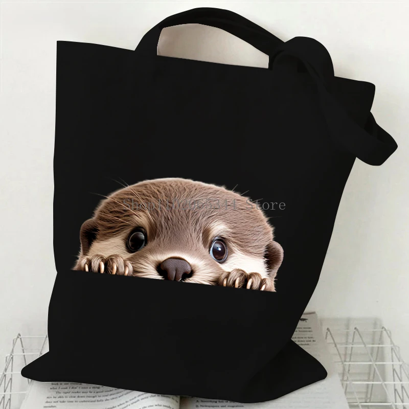 Kawaii Cartoon Koala Panda Pattern Canvas Shoulder Bag Women Cute Animals Lover Tote Bags Cartoon Style Student Women Handbag