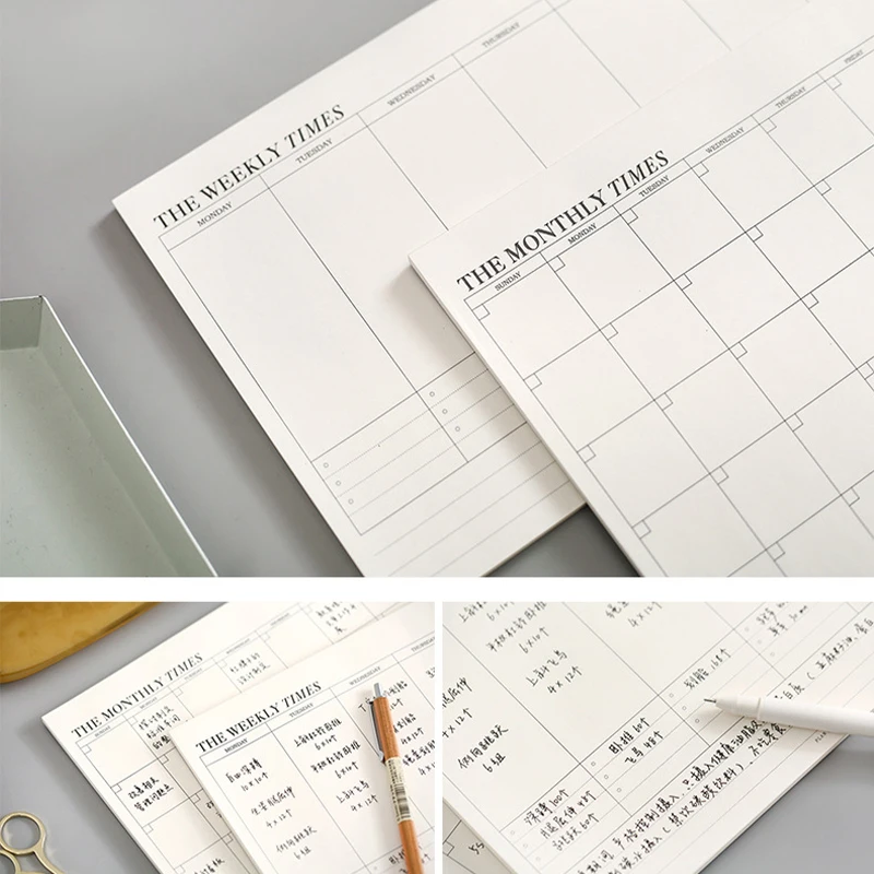 Weekly Planner Monthly Undated Agenda A5 Notebook Schedules Study Planner Stationery Office School Supplies