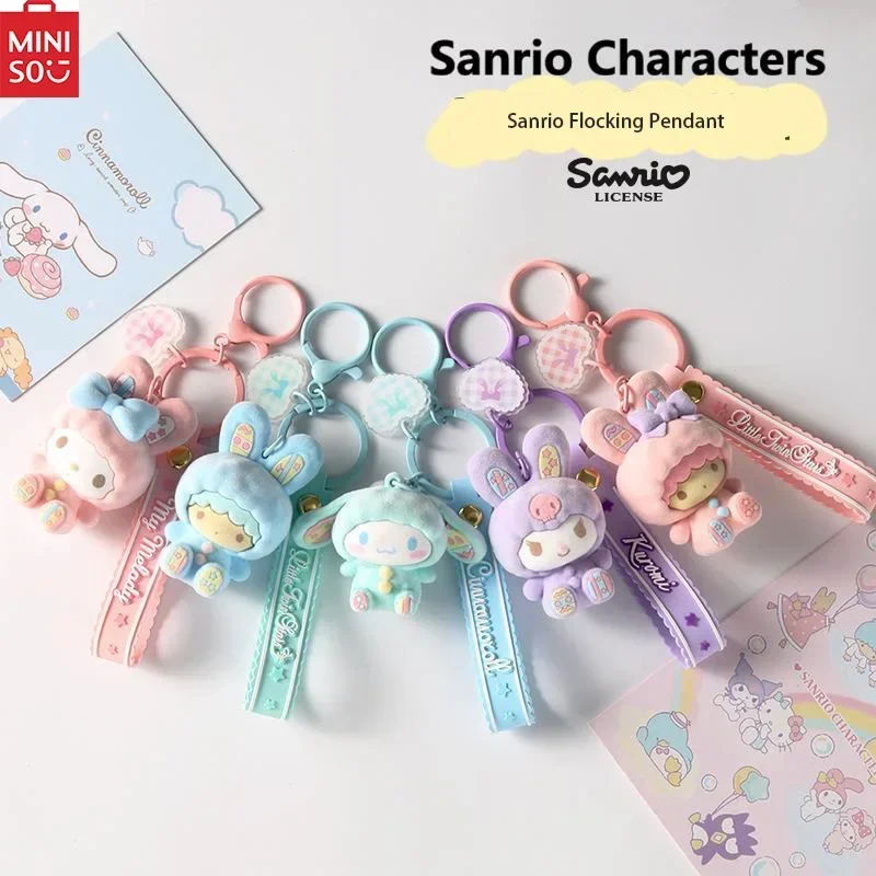 

MINISO Sanrio Characters Kuromi My Melody Rabbit Image Cute Keychain Pendant Delicate Flocking Silicone Lanyard Comfortable Feel