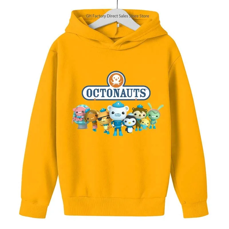 Octonauts เสื้อสเวตเตอร์มีฮู้ดแขนยาวเด็กน่ารักฤดูใบไม้ผลิฤดูใบไม้ร่วงเด็กหญิงเด็กชาย2-13ปีเสื้อผ้าลำลองพิมพ์ลายการ์ตูนเสื้อสำหรับเด็ก