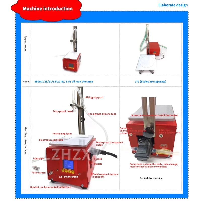 Máquina de enchimento líquida 350ml 3.8l controle digital água bebida perfume cosméticos suco leite pequena garrafa enchimento