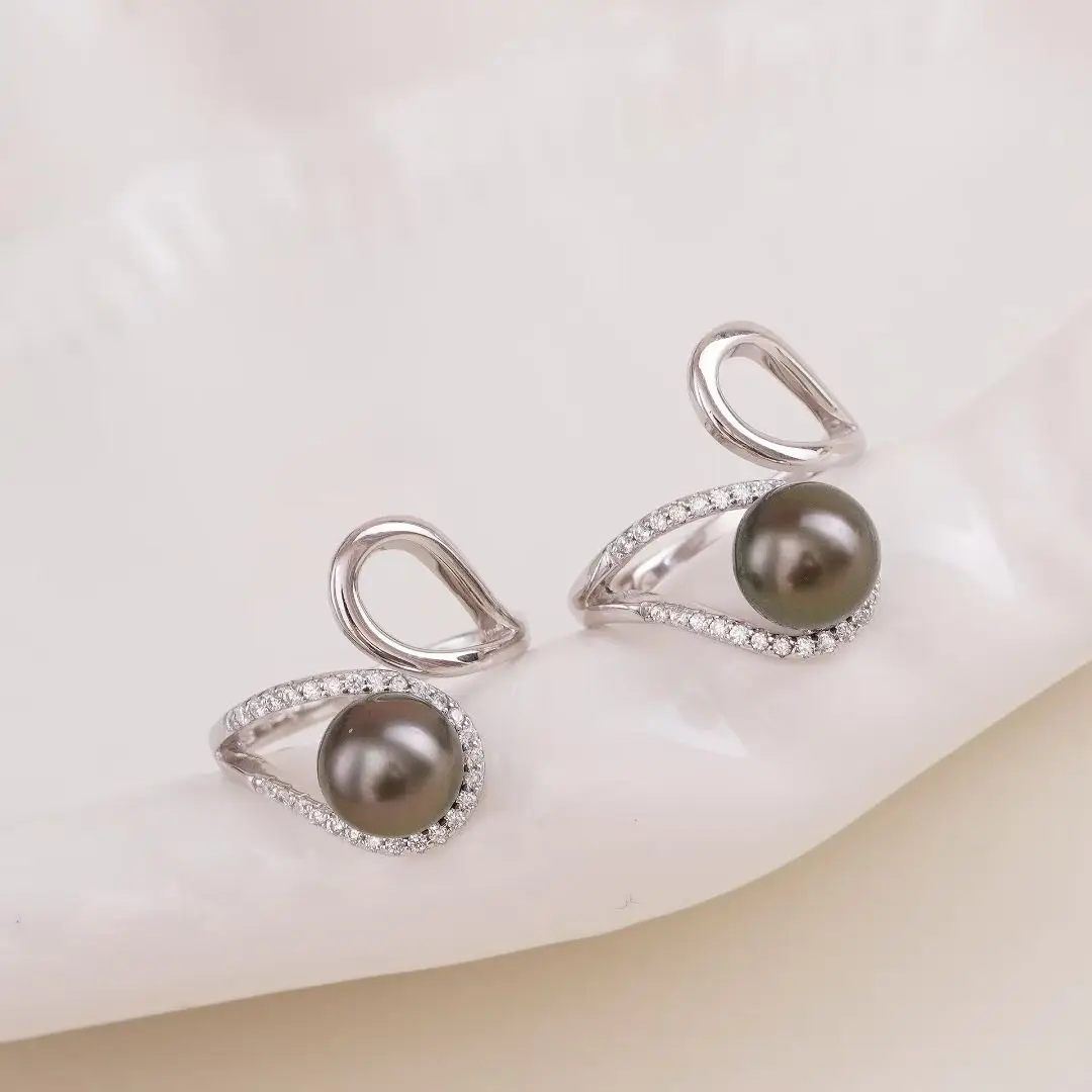 S925 Sterling Silver Adjustable Finger Ring Mountings Base Setting Findings Jewelry Components for 7-8mm Pearls 3pcs/lot