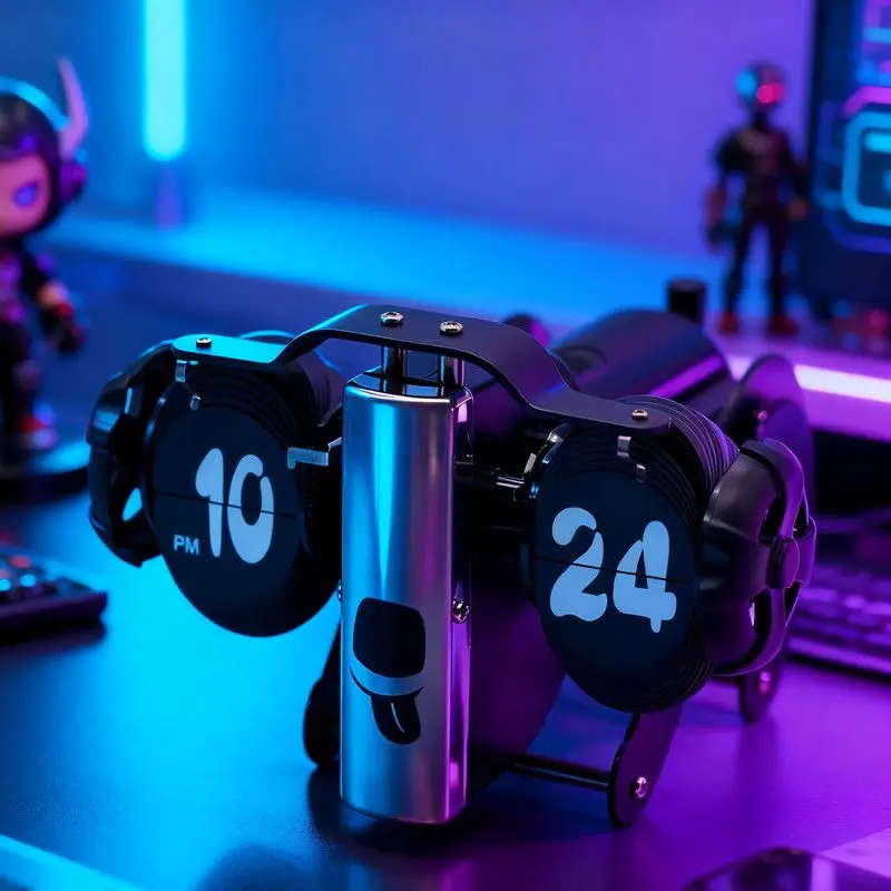 

Hip-Hop Dog Flip Clock-Retro Mechanical Desk Art with Flip Mechanism,Vintage Industrial Decor for Music Lovers&Urban Style Homes