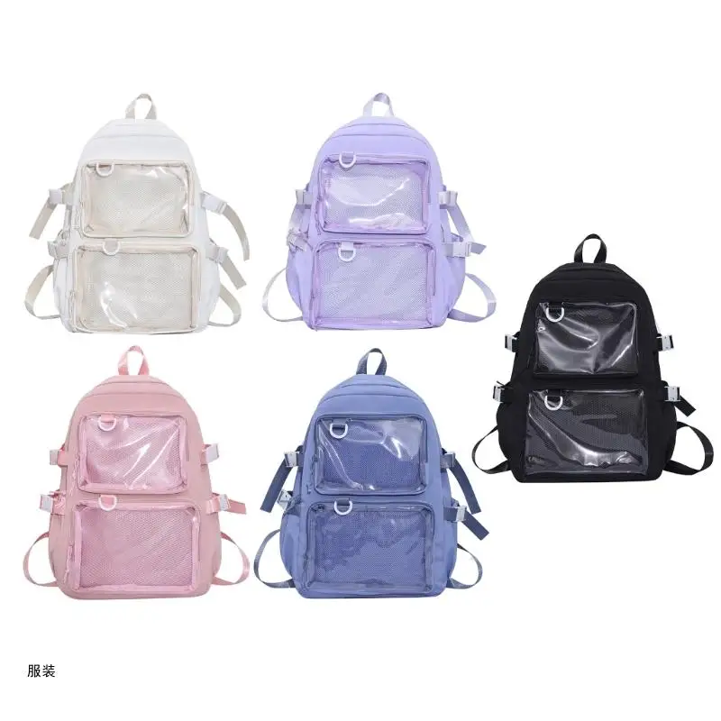 

D0UD Japanese Transparent Itabag Large Backpack Student Anime Pin Display School Bag