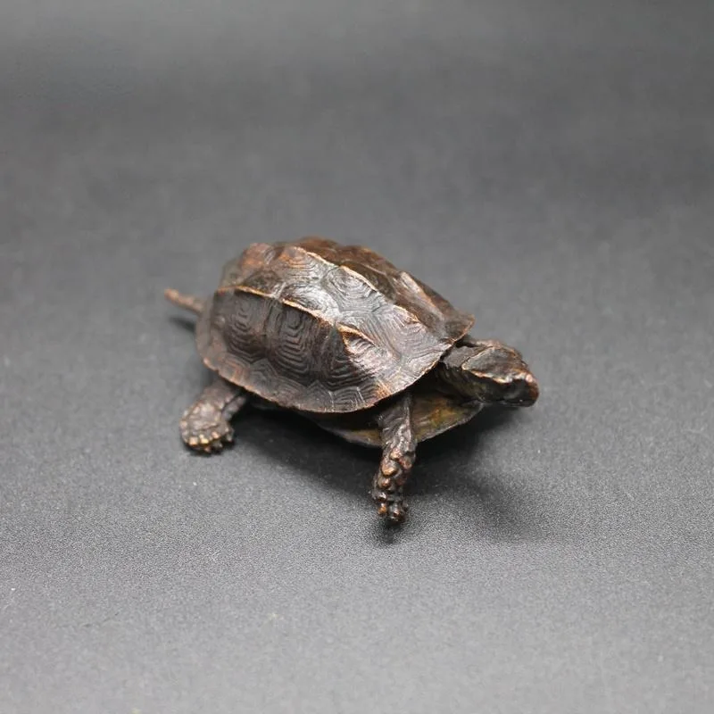 Vintage Copper Bagua Feng Shui Dragon Turtle Statue Desk Small Ornament Home Decoration Craft Accessories Animal Figurine