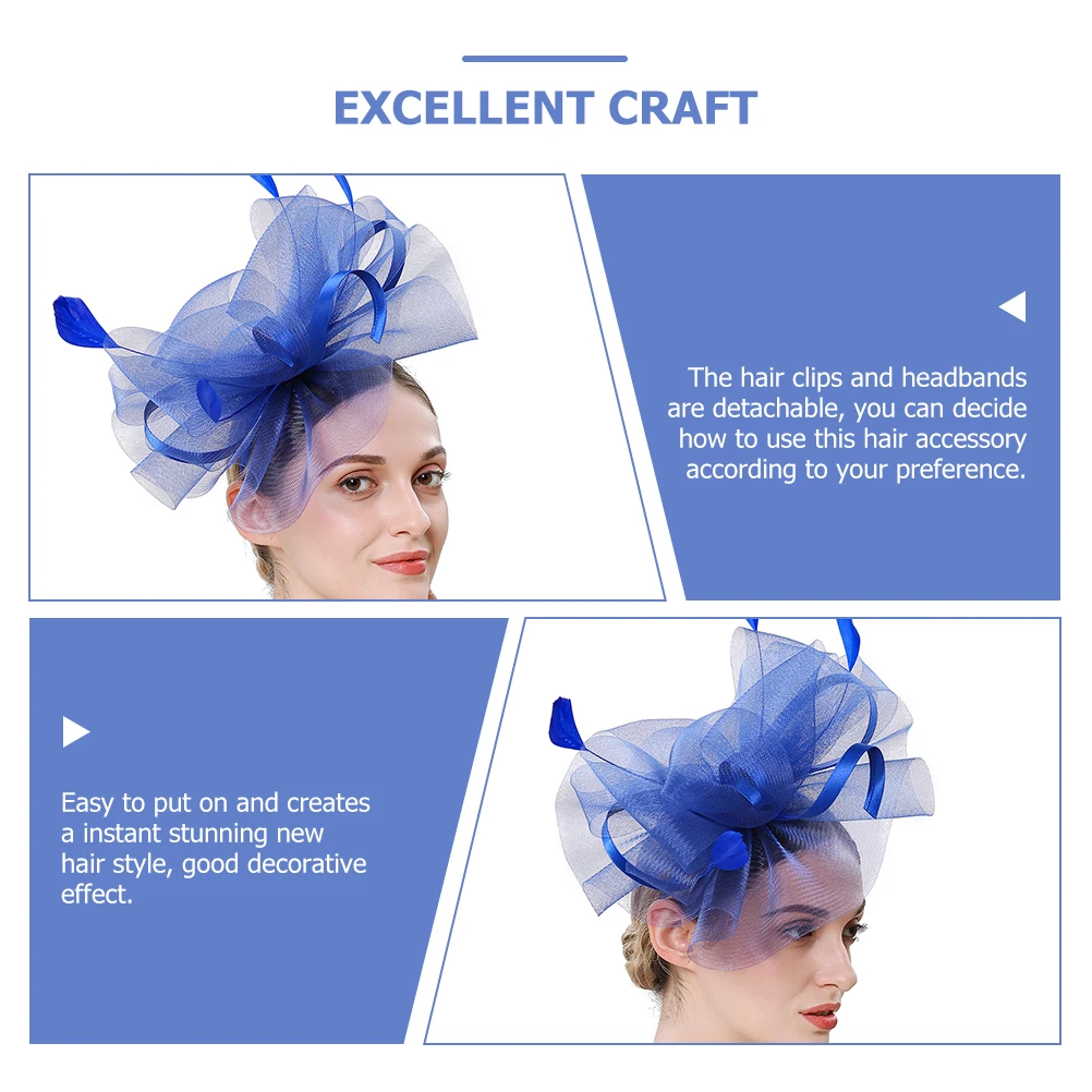 

Bridal Hair Accessories Mesh Barrette Fascinator Hat Women Wedding Banquet Headdress Detachable Gift Photography Tea