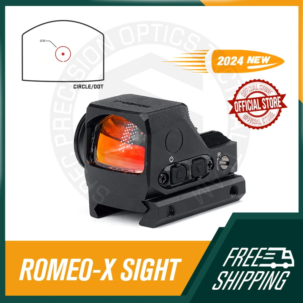 ROMEO-X ROMEOX Red Dot Sight 1x24mm 2&32 MOA Hunting Rear Sight w/Glock Mount Plate&Picatinny Mount Shake Awake