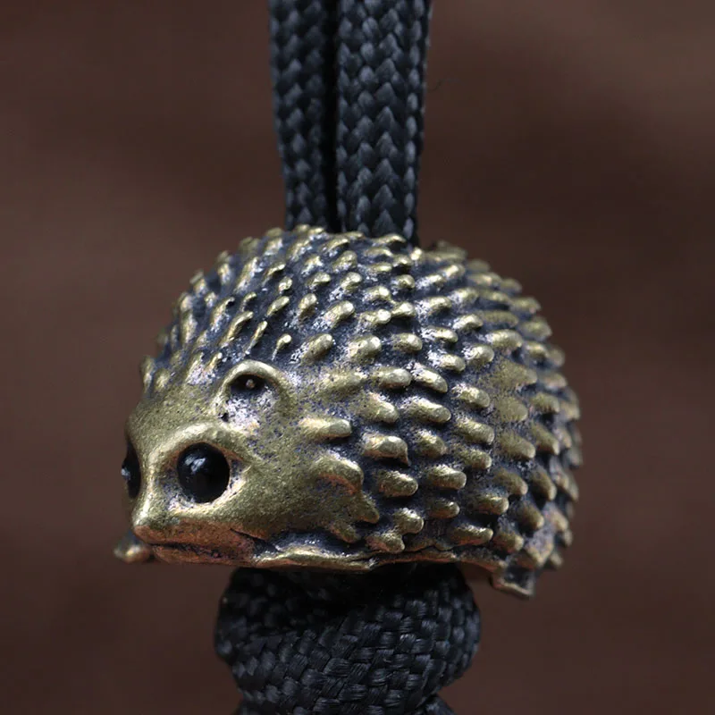 Hedgehog Brass Knife Bead EDC Outdoor DIY Paracord Woven Bracelets Accessories Lanyard Pendant Umbrella Rope Flashlight Hangings