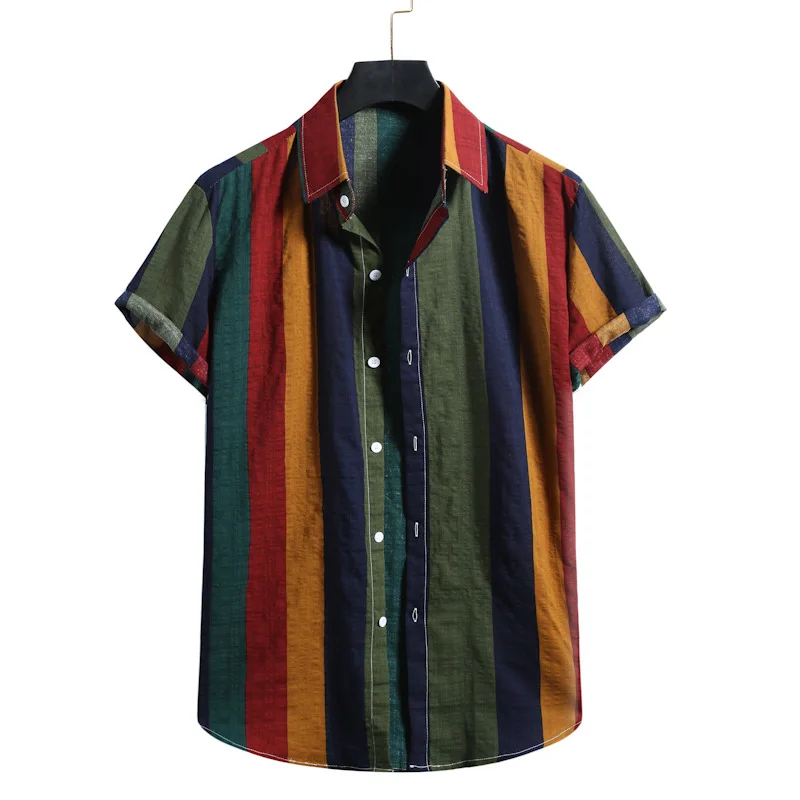 Koszule z krótkim rękawem Koszula męska Luksusowa koszula męska Odzież męska Modne bluzki T-shirty towarzyskie Hawajska bawełna Oversize