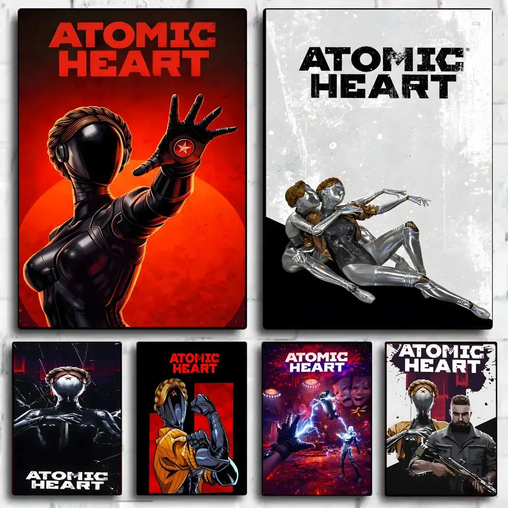 A-Atomic H-Heart Shooting Game Painting Calligraphy Canvas HD Poster Waterproof Fade Resistant Wall Art Print for Home Decor