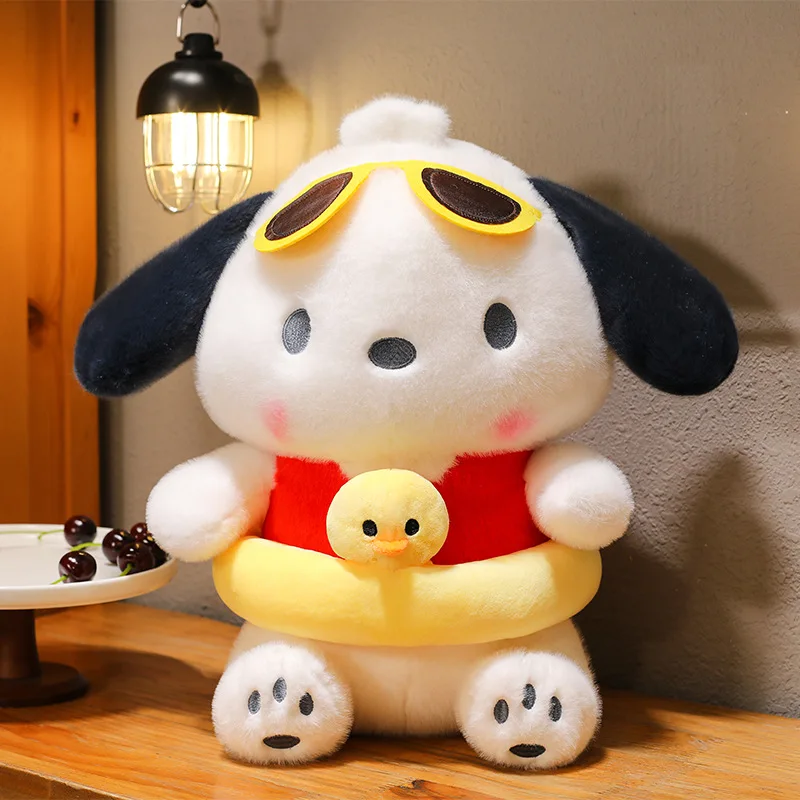 سانريو لطيف الكرتون ألعاب من نسيج مخملي باشا الكلب طوافة بلاستيكية للسباحة النوم جرو وسادة محشوة الحيوان الاطفال عيد الميلاد هدية عيد الميلاد للأطفال