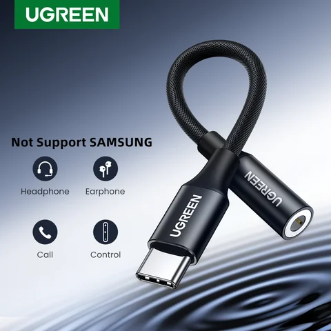 UGREEN Tip C - 3.5mm Kulaklık Girişli 3.5 AUX USB C Kablosu Ses USB C Adaptörü HUAWEI Xiaomi Mi 10 Oneplus 7T pro için
