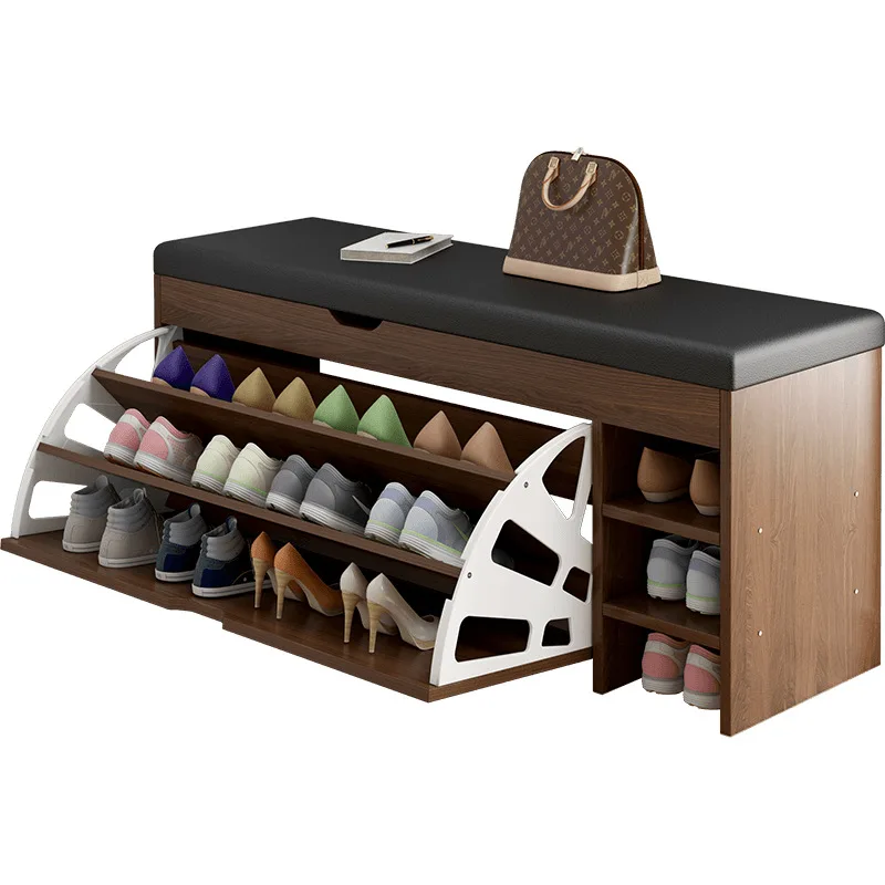 Shoe changing stool at the door of the home New Chinese-style space-saving shoe stool at the door Shoe cabinet Soft bag tipping