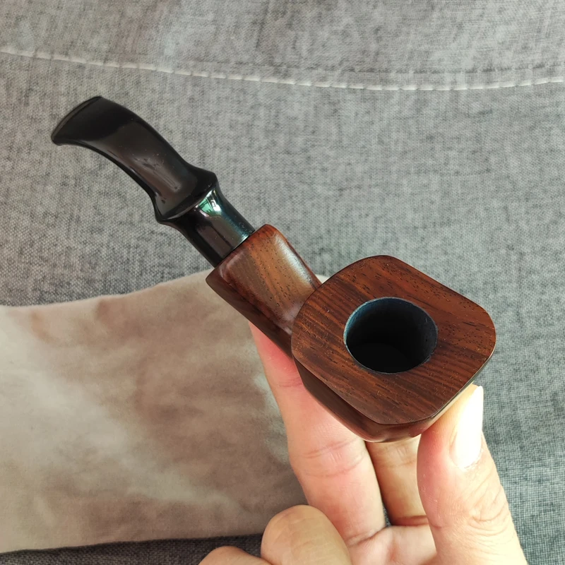 1pcs Ebony Wood Pipes Smoking Pipe Bent Type Pipe Accessory Wooden Pipe